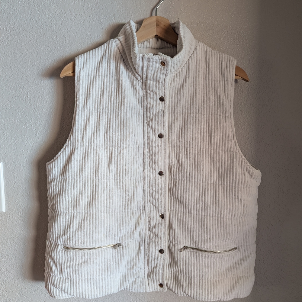 Jones New York Sport Womenze Medium White Zip Up Vest, Medium